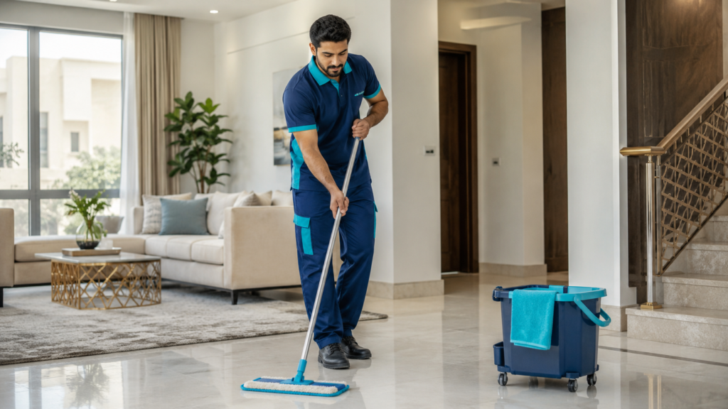 فني من الريان يقدم خدمات تنظيف في مكة داخل منزل حديث
