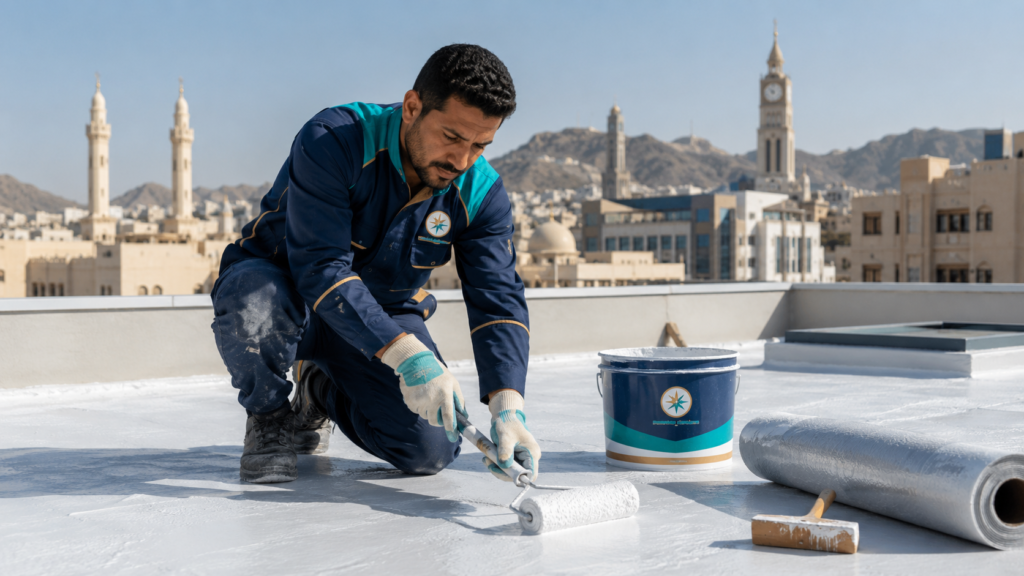 فني من الريان ينفذ خدمات عزل الأسطح في مكة